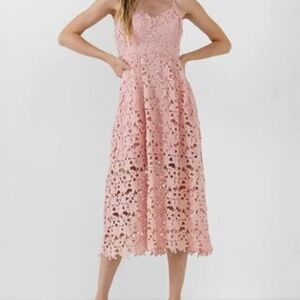 Express Blush Lace Midi Dress